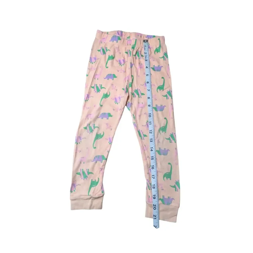 Wonder Nation-Pink Dinosaur Pajamas-Size 5T-Pink Dino Top-Multicolor Dino Bottom
